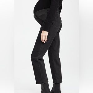 Paige Noella Straight Maternity Jeans in Black Willow